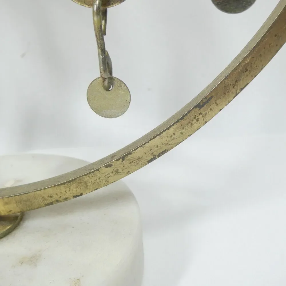 Tabletop Windchime Vintage Goldtone Metal Circles Marble Base Wind Chime